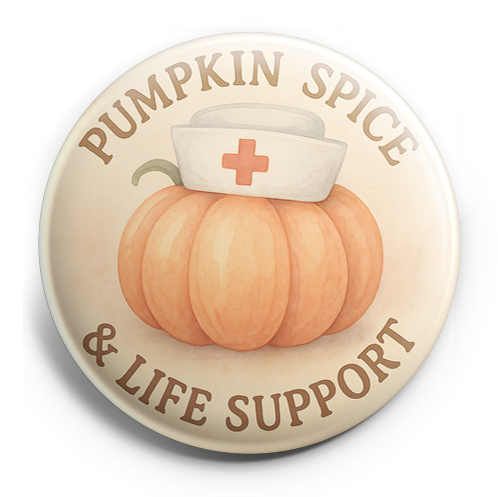Custom Design – Pumpkin wearing a nurse cap with text "Pumpkin Spice & Life… - - Topperswap