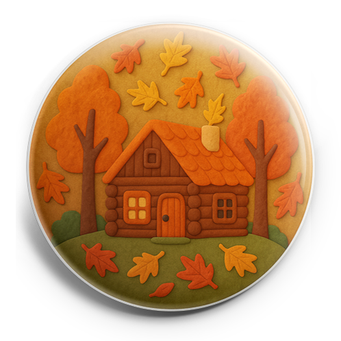 Custom Design – A cozy cabin surrounded by falling leaves - - Topperswap