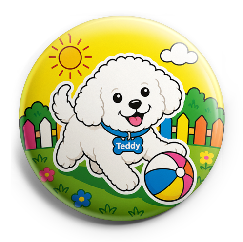 Custom Design – Make a white bichon dog with a blue collar that says “Teddy”… - Topper (Regular) - Topperswap