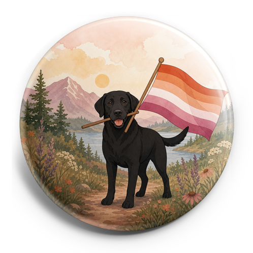 A lesbian flag being carried by a black lab on a nature back… – Topper