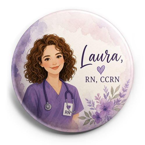 Custom Design – Make a nurse with light skin and curly brown shoulder length… - Topper (Regular) - Topperswap
