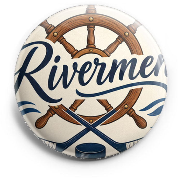 Hockey, wooden boat wheel, red white, and dark blue – Topper