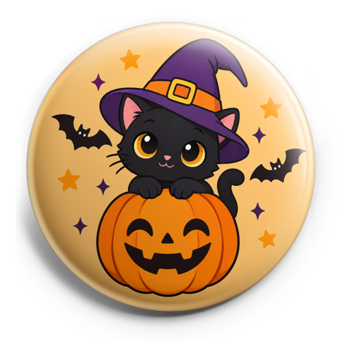 Cute Halloween jack - o - lantern and a black cat with a wit… – Topper
