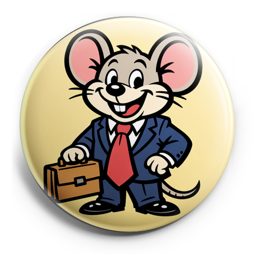 Design a circular badge featuring an anthropomorphic cartoon…