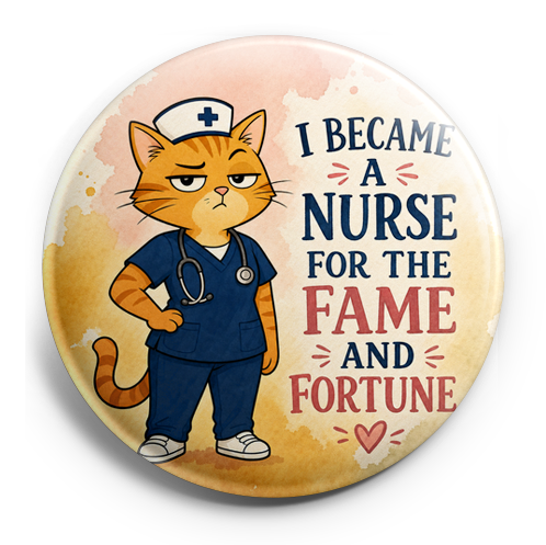 A sassy cartoon cat wearing scrubs and a nursing cap, one pa… – Topper