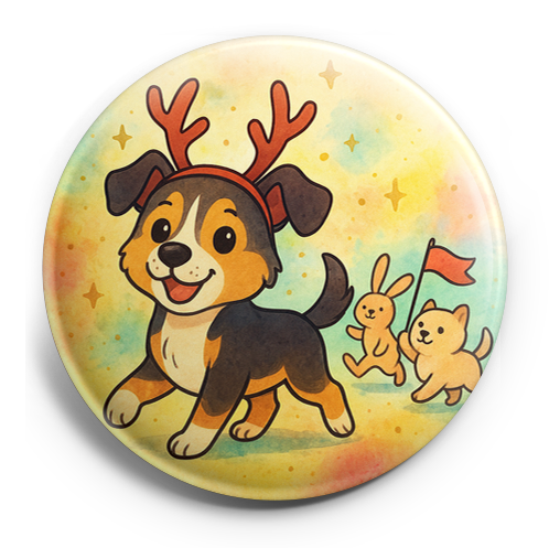 Custom Design – my pet wearing reindeer antlers, leading a jolly holiday par… - Topper
