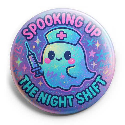 Custom Design – Ghost nurse holding a syringe with text "Spooking Up the Nig… - - Topperswap