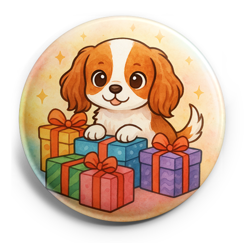 Custom Design – my pet peeking out from a pile of colorful presents - Topper