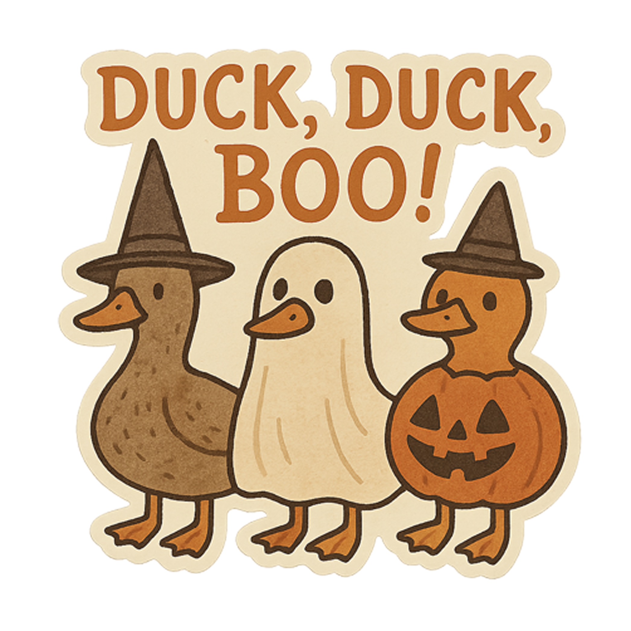 Custom Design – Three ducks in Halloween costumes standing in a row: witch,… - - Topperswap