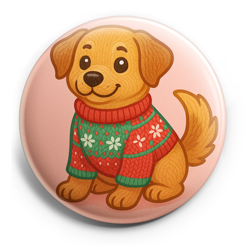 My Dog wearing a cozy christmas sweater