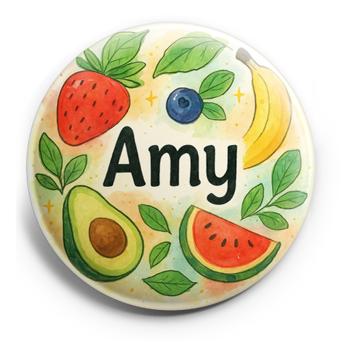 Custom Design – A personalized design prominently featuring the name "Amy" w… - Topper