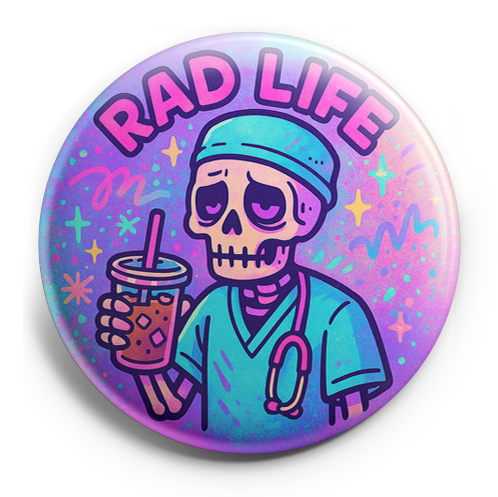 Custom Design – A burnt-out looking skeleton in scrubs holding an iced coffe… - - Topperswap