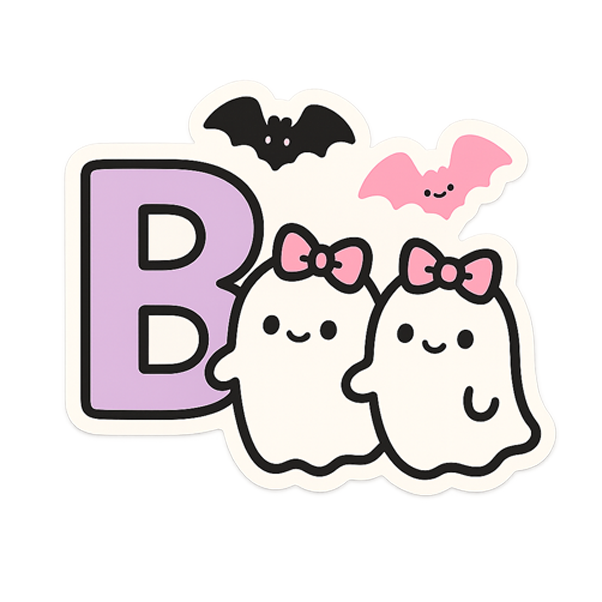 Custom Design – the letter "B" with 2 cute ghosts side by side to the right… - - Topperswap