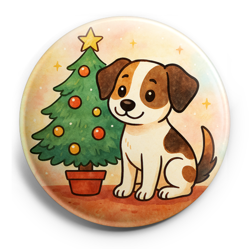 Custom Design – My dog by a Christmas tree - Topper