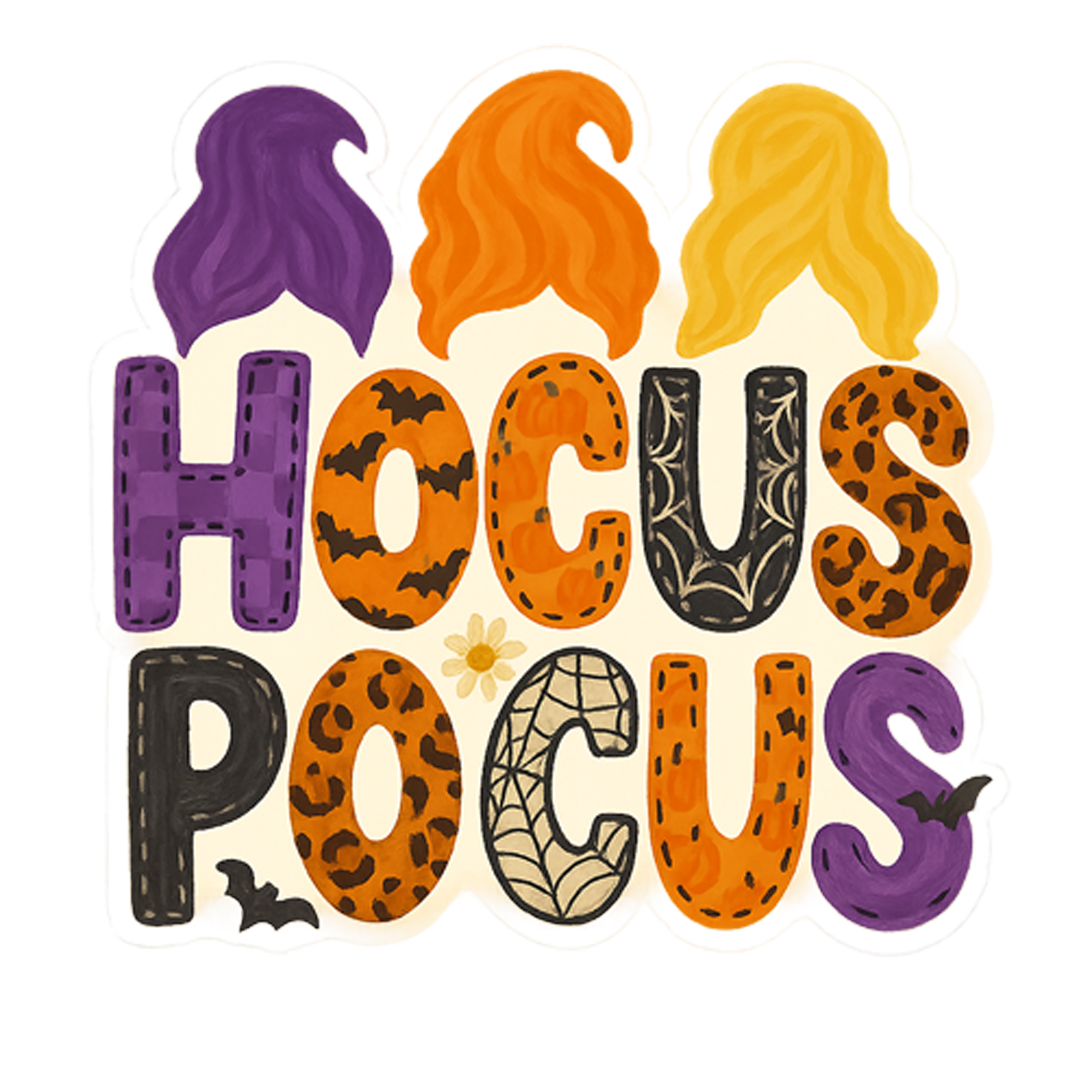 Custom Design – Halloween word art “Hocus Pocus” with bold patterned letters… - - Topperswap