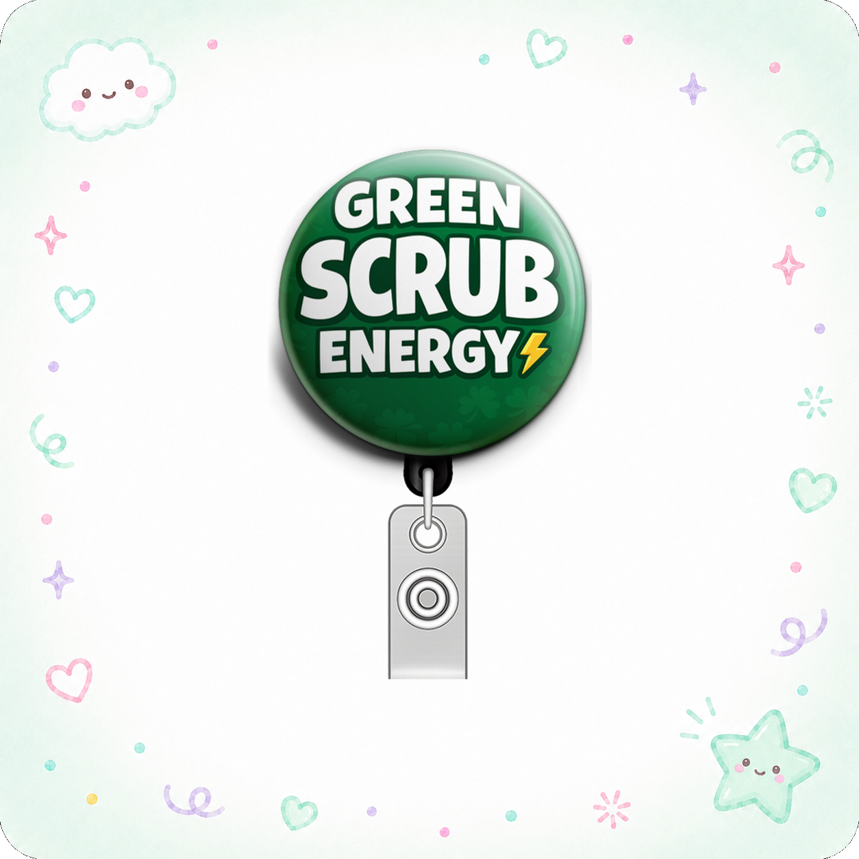 Green Scrub Energy Swapfinity Retractable ID Badge Reel - - Topperswap
