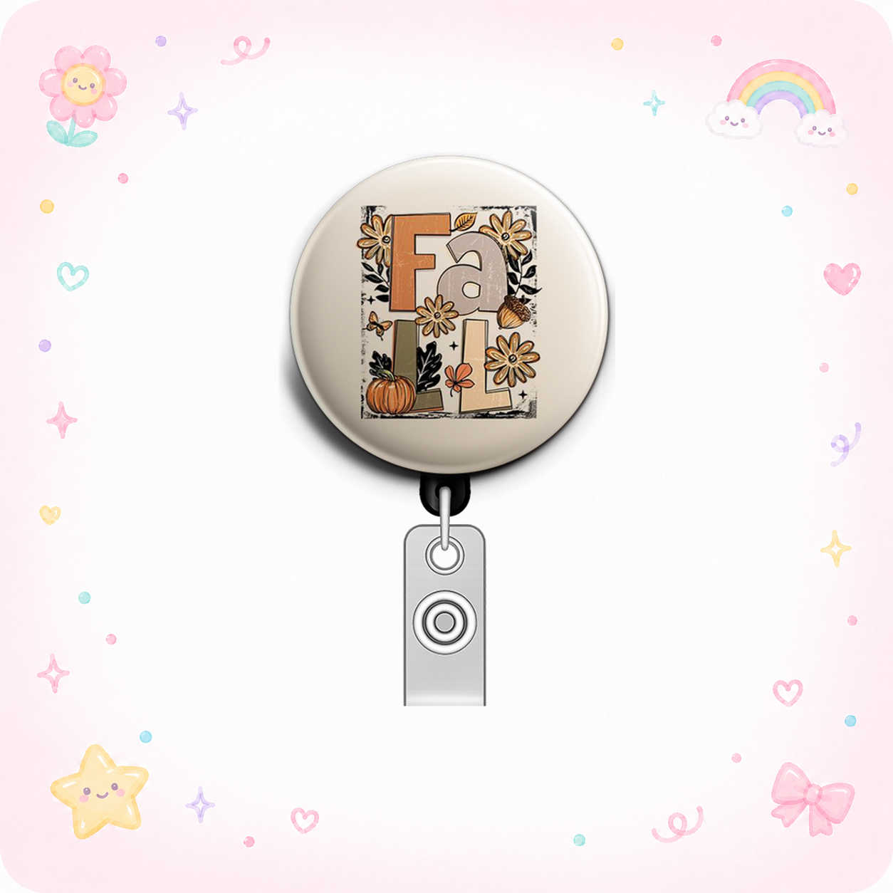Pumpkin Spice Swapfinity Retractable ID Badge Reel - - Topperswap