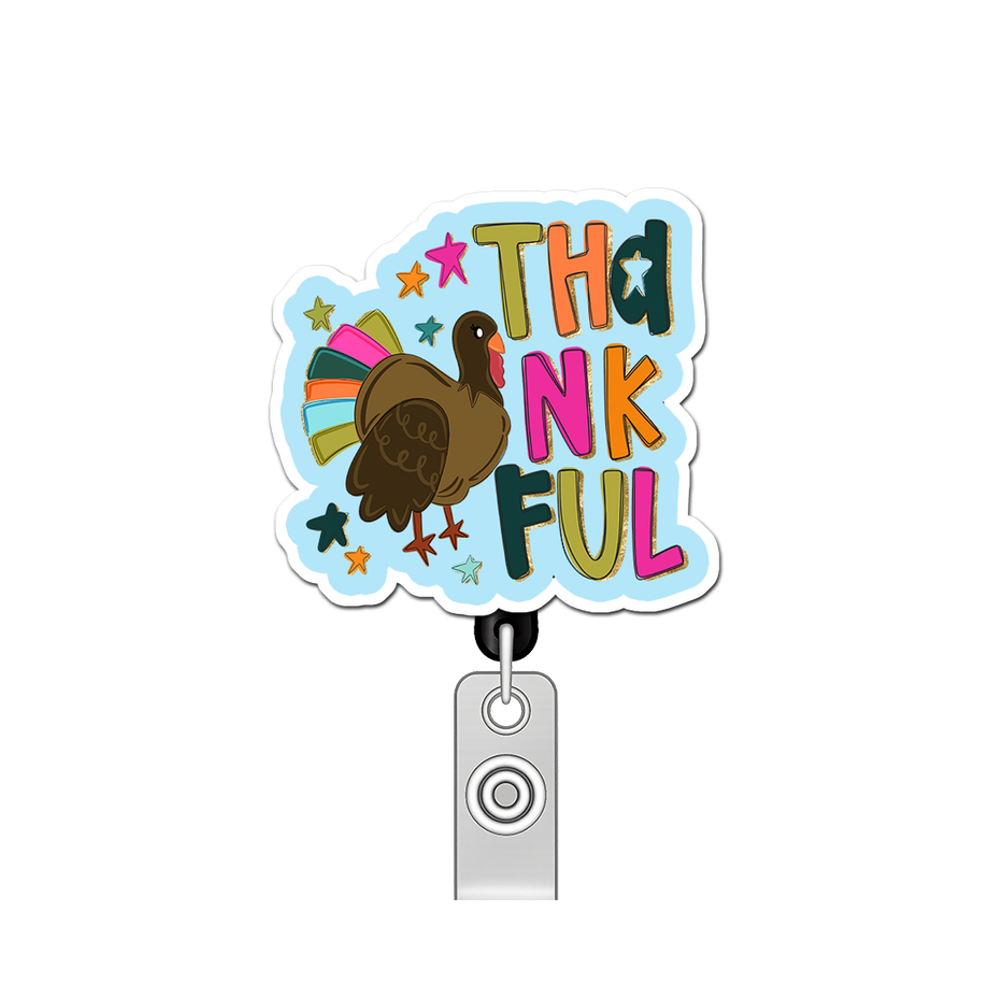 Thankful Vibes Guru Pop Topper Swapfinity Retractable ID Badge Reel - - Topperswap