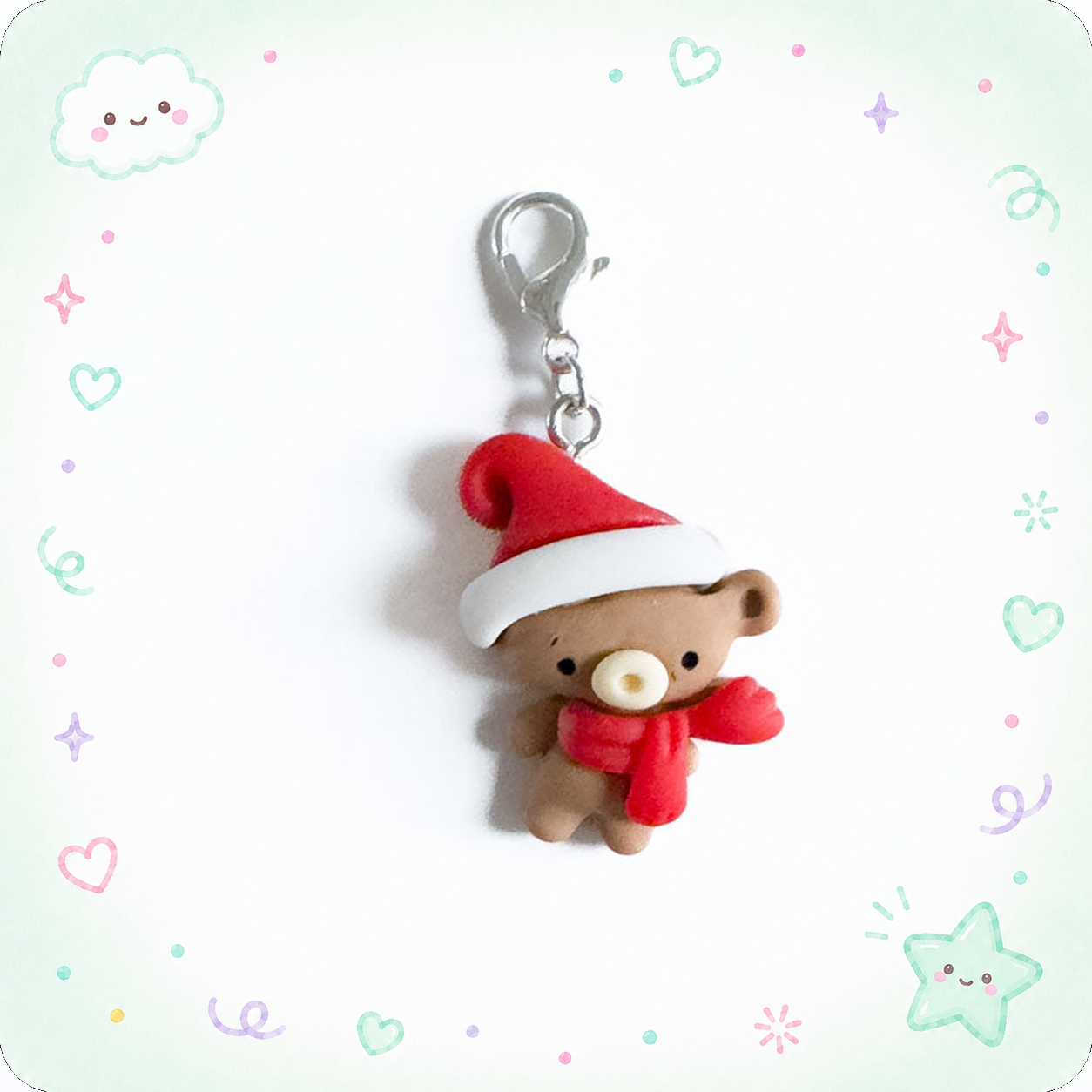 Santa Hat Bear Charm Swapfinity Badge Reel Add-on - - Topperswap