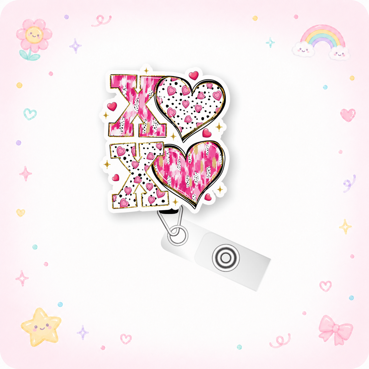 XO Doodles Pop Topper Swapfinity Retractable ID Badge Reel - - Topperswap