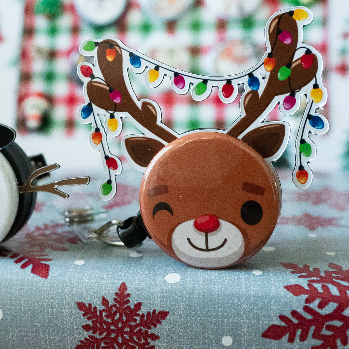 Winking Reindeer Radiance Swapfinity Retractable ID Badge Reel Bundle -  - Topperswap