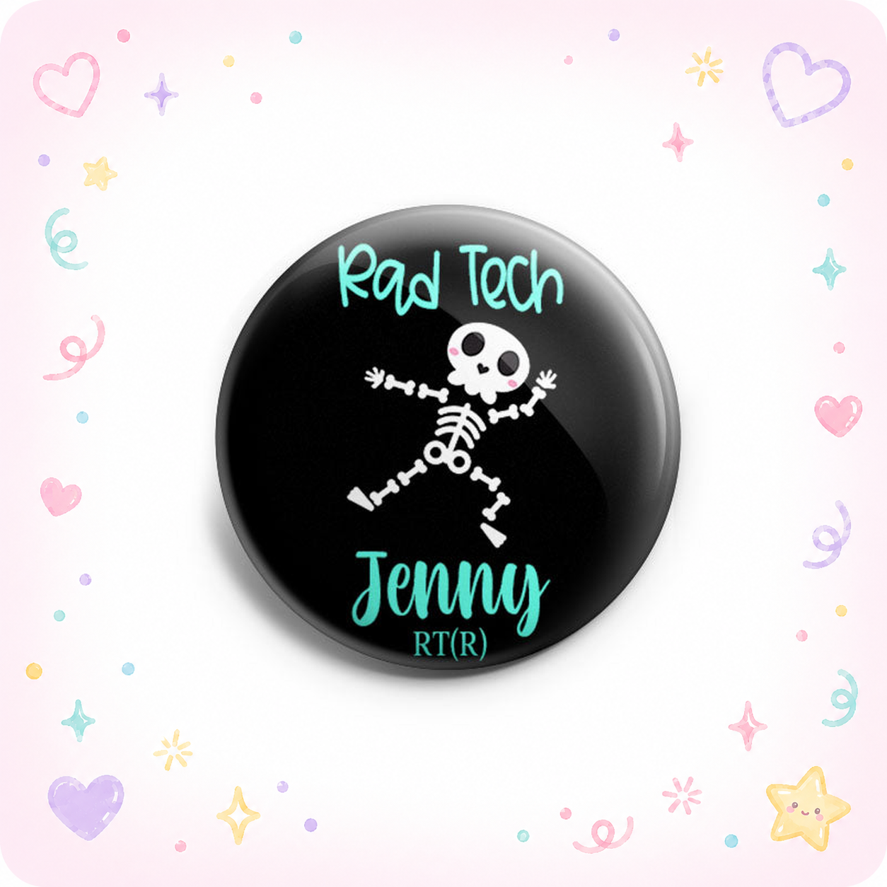 Boogie Bones -Personalized Rad Tech Name Topper - - Topperswap