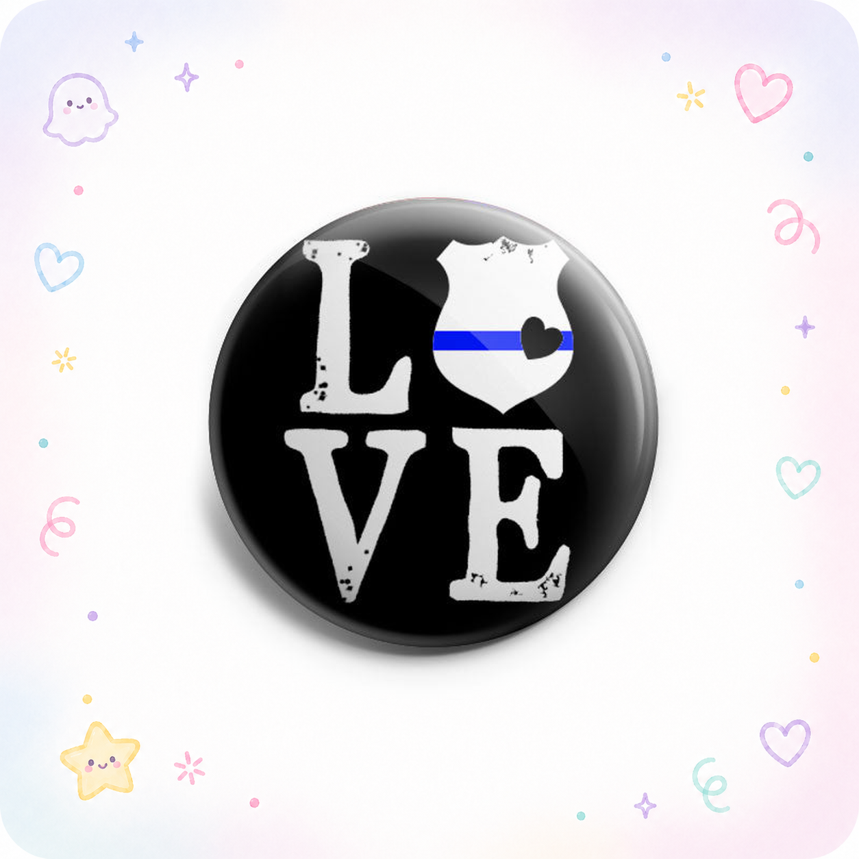 LOVE Thin Blue Line Emblem Topper - - Topperswap
