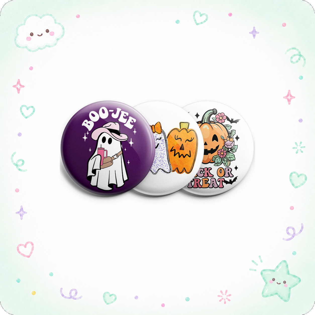 Glittering Ghosts Fancy Pumpkins Topper 3-Pack (Save 5%) - - Topperswap