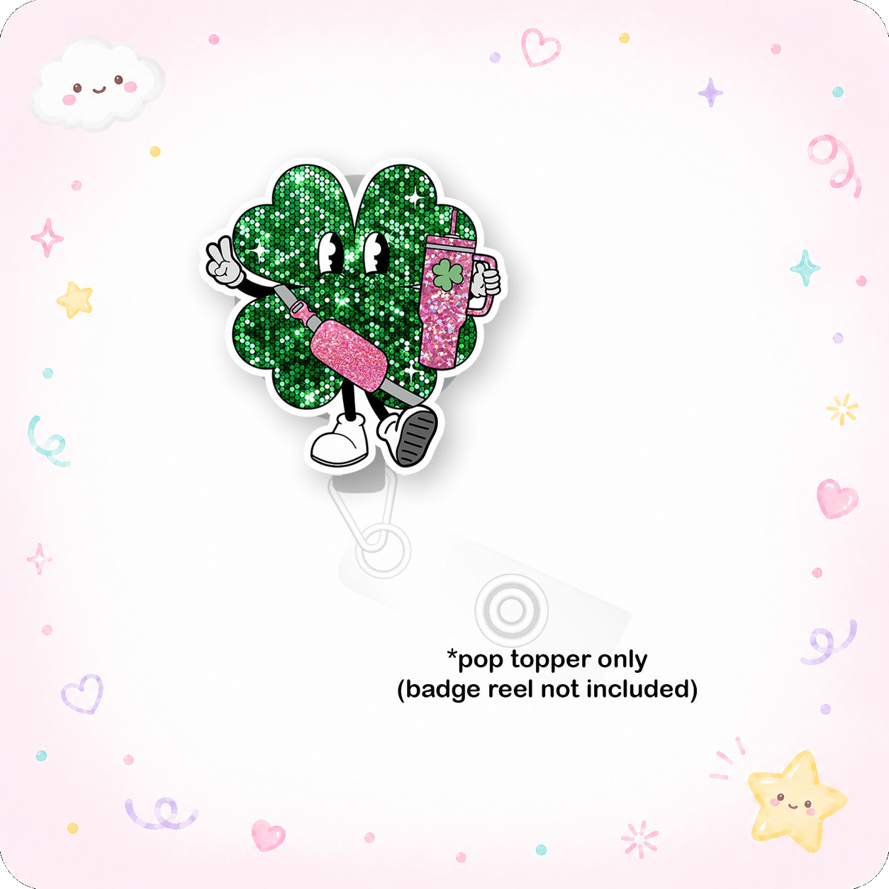 Glitter Shamrock Diva Pop Topper - - Topperswap