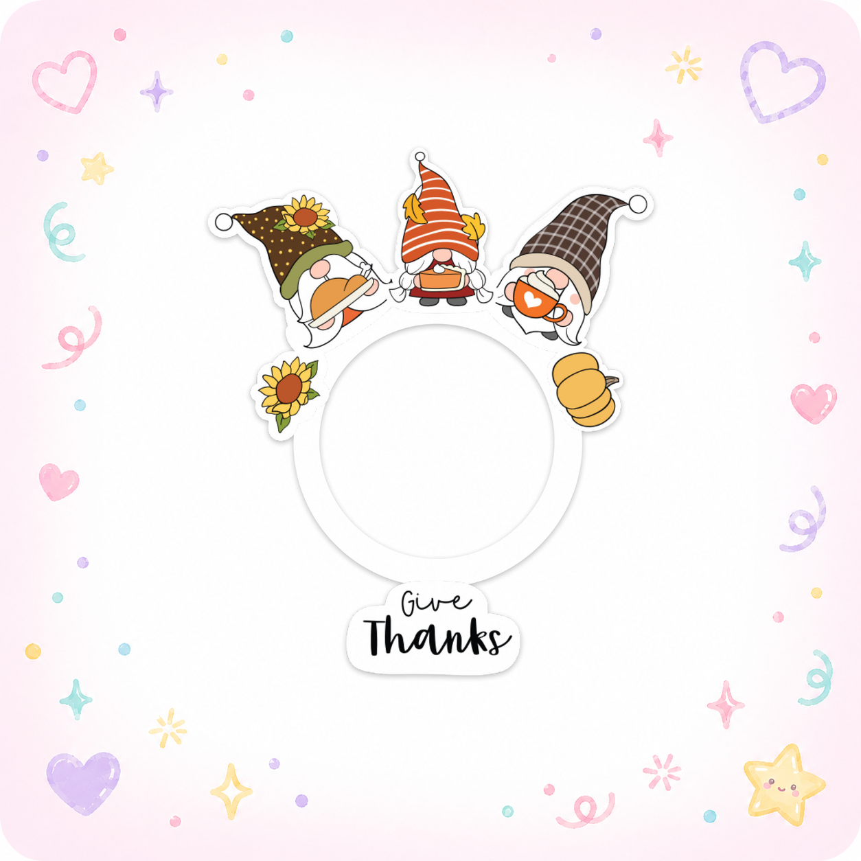 Give Thanks Thanksgiving Gnomes Swapfinity Swapper Frame - - Topperswap