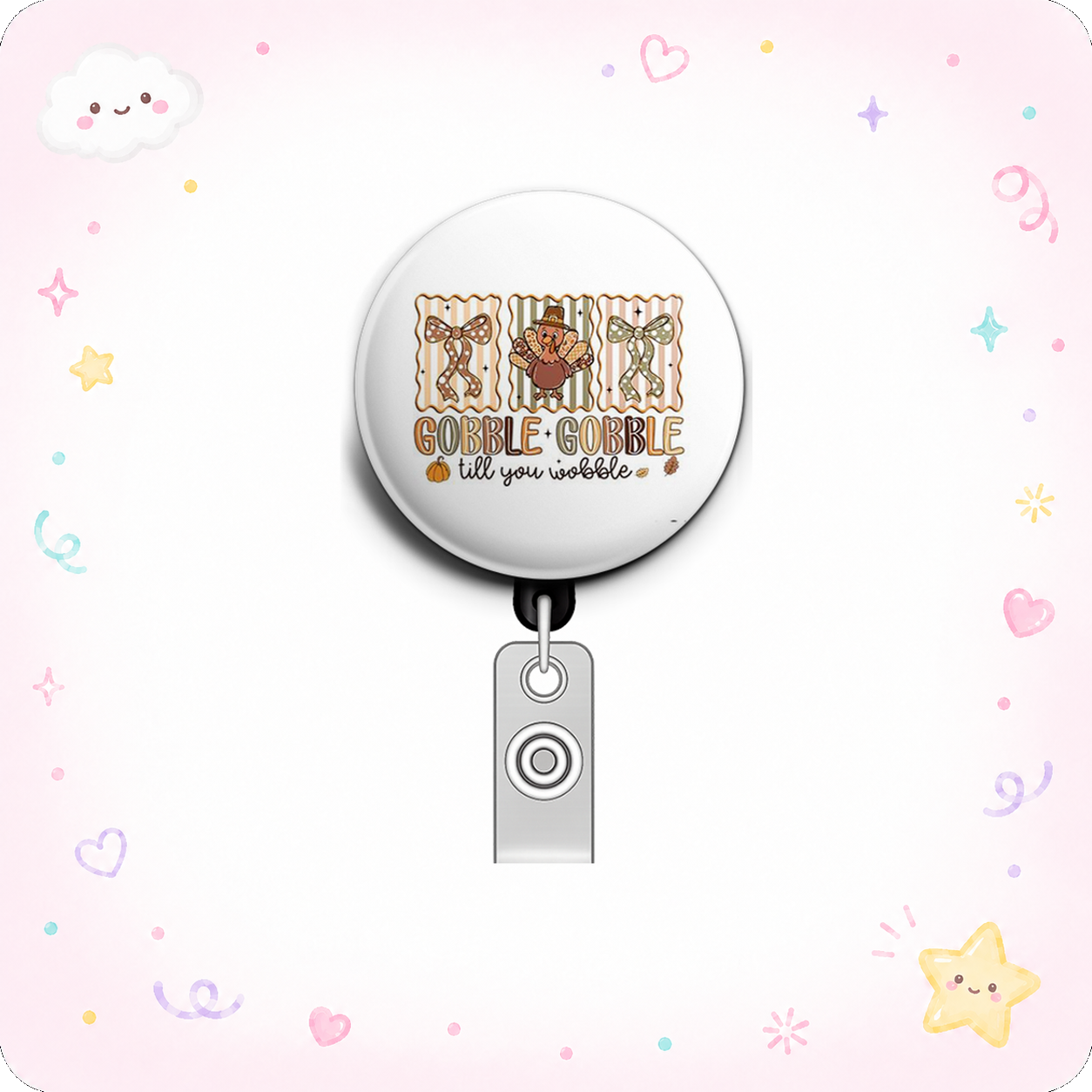 Gobble Gobble Swapfinity Retractable ID Badge Reel - - Topperswap