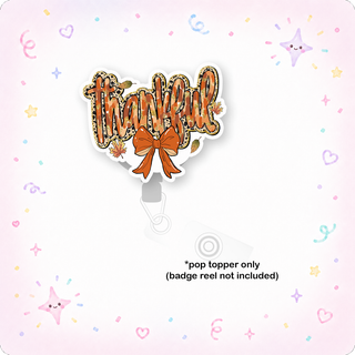 Thankful Leopard Bow Pop Topper