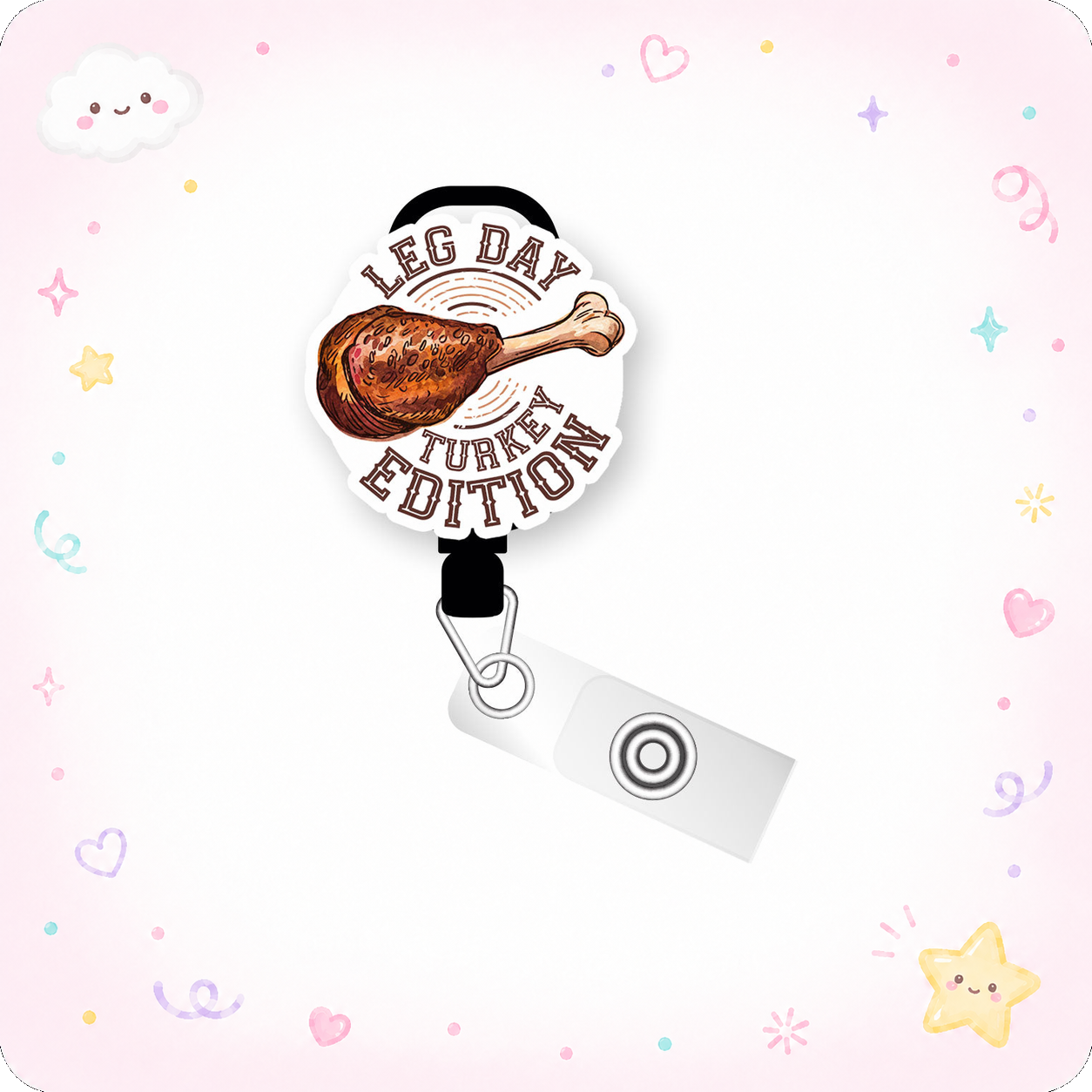 Leg Day: Turkey Edition Pop Topper Swapfinity Retractable ID Badge Reel - - Topperswap
