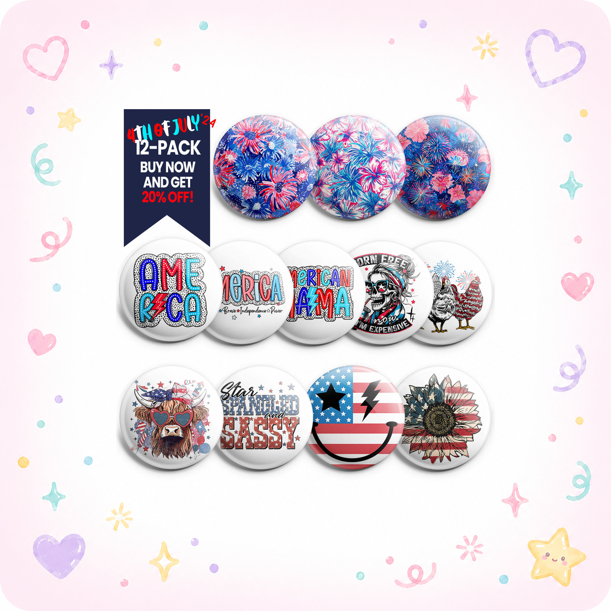 4th of July Extravaganza Topper 12-Pack (Save 20%) - - Topperswap