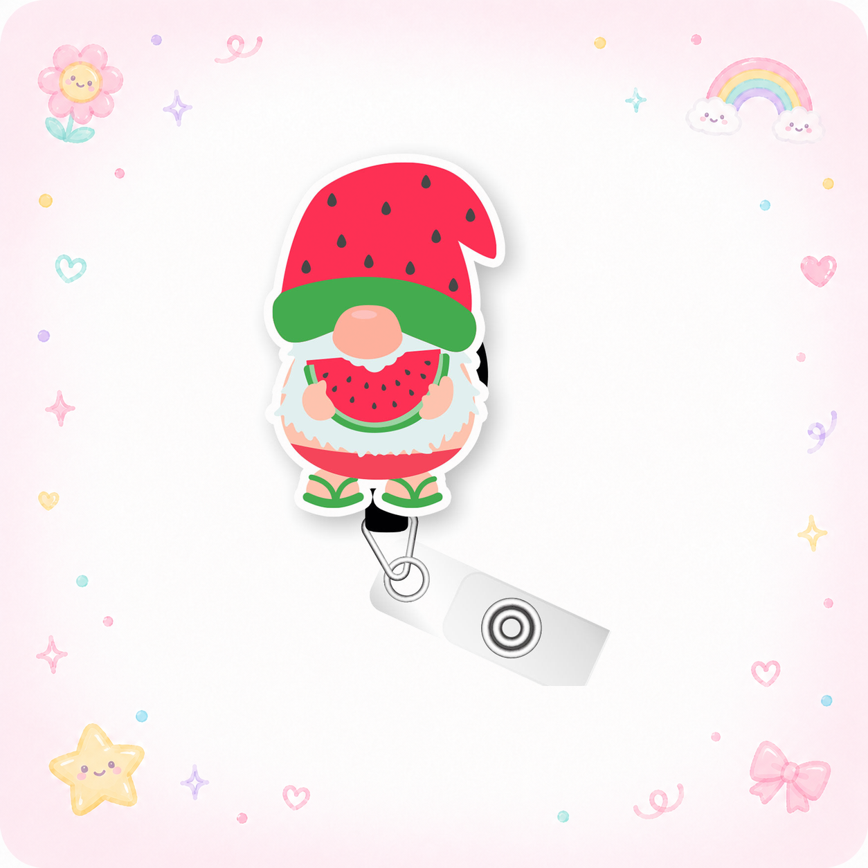 Sandy Shores Gnome Pop Topper Swapfinity Retractable ID Badge Reel - - Topperswap