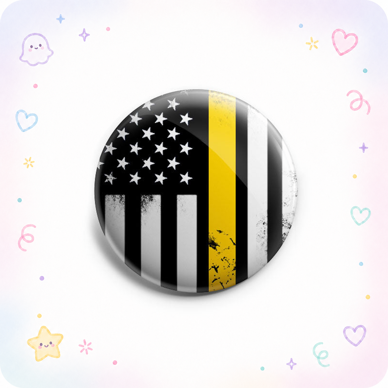 Distressed Thin Gold Line Flag Topper - - Topperswap