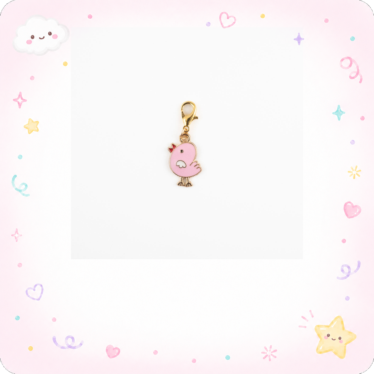 Pink Spring Songbird Charm Swapfinity Badge Reel Add-on - - Topperswap