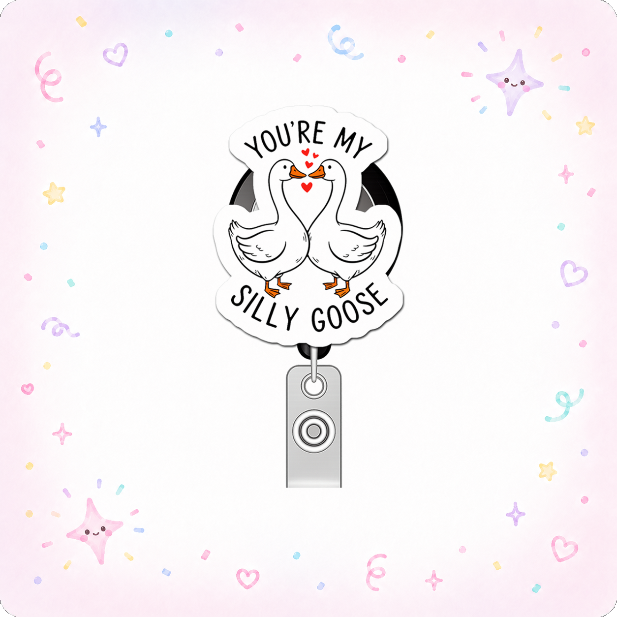 Silly Goose Whisperer Pop Topper Swapfinity Retractable ID Badge Reel - - Topperswap