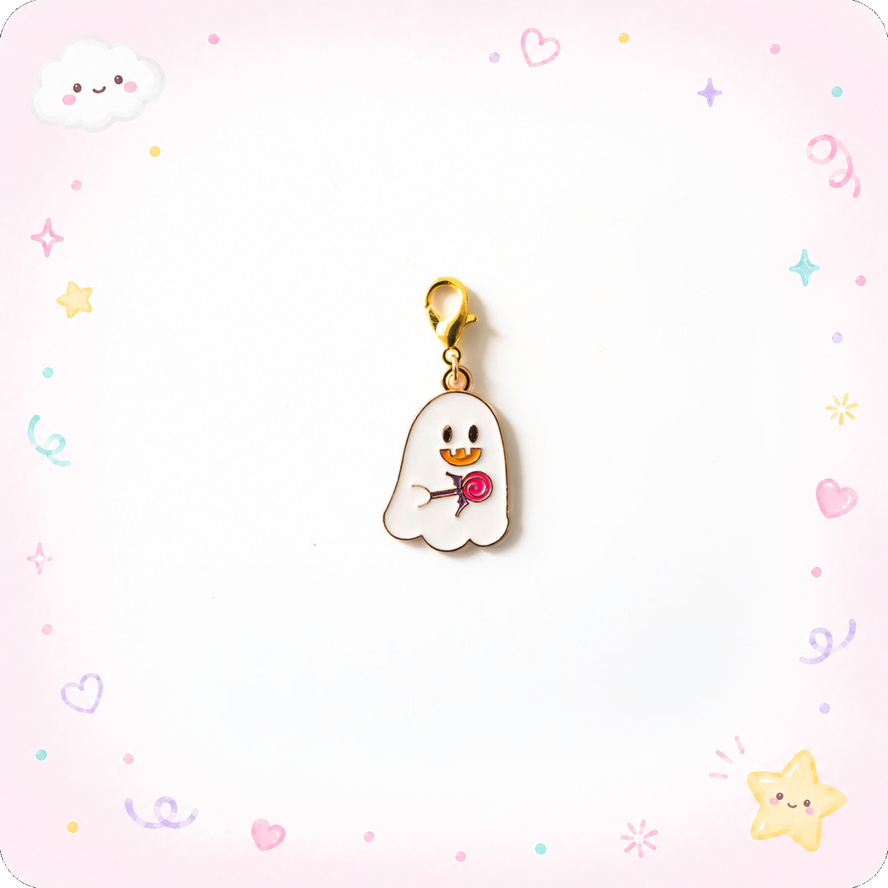 Happy Treat Ghost Charm Swapfinity Badge Reel Add-on - - Topperswap