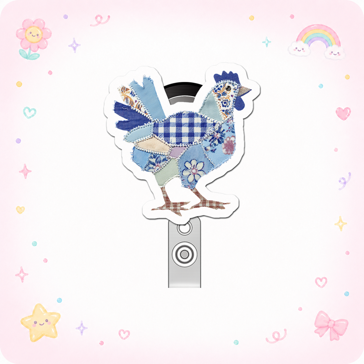 Patchwork Poultry Prodigy Pop Topper Swapfinity Retractable ID Badge Reel - - Topperswap