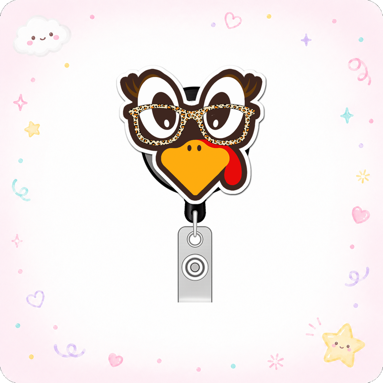 Gobble Gobble Guru Pop Topper Swapfinity Retractable ID Badge Reel - - Topperswap