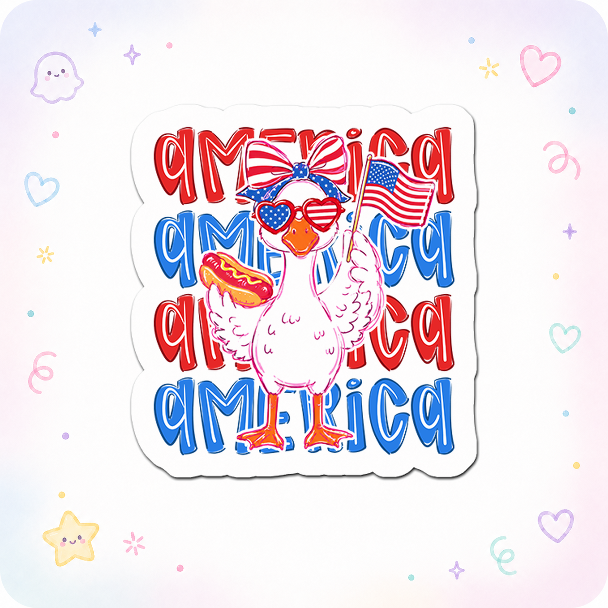 Patriotic Poultry Princess Sticker - - Topperswap