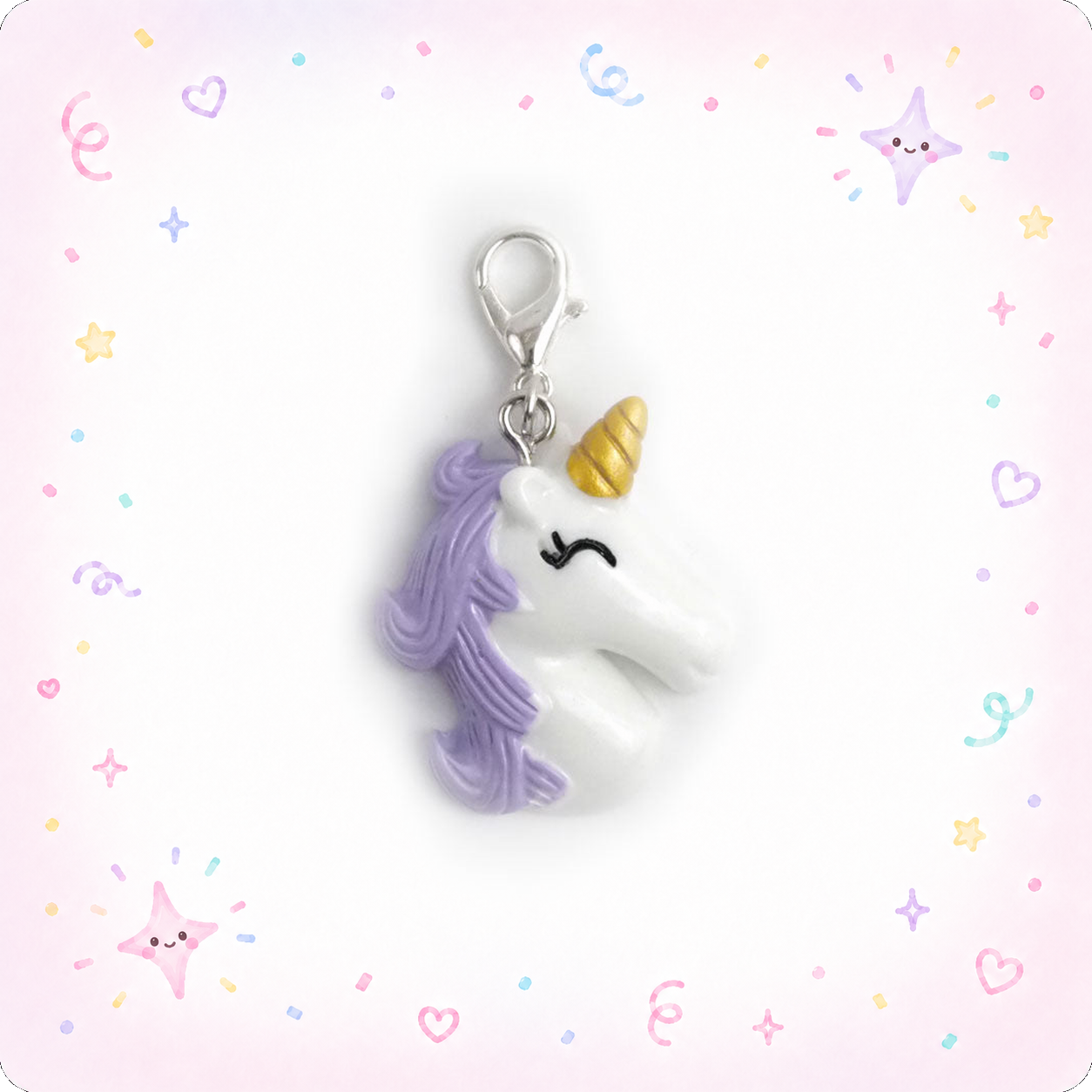 Cute Purple Unicorn Charm Badge Reel Add-on - - Topperswap