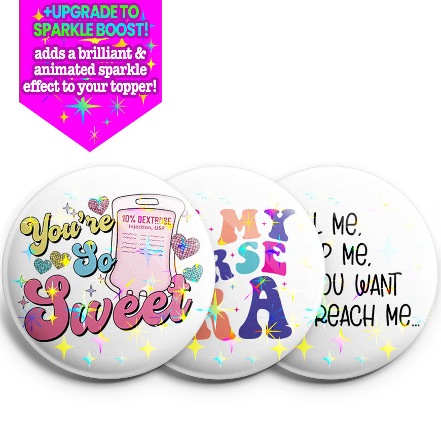 Bubbly Nurse Fun Topper 3-Pack (Save 5%) - Make Them Sparkle - Topperswap