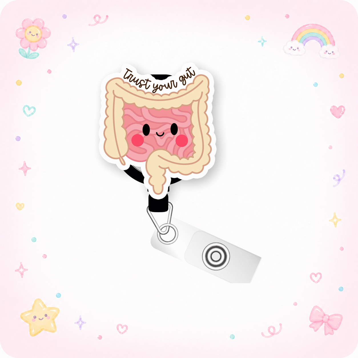 Trust Your Gut Pop Topper Swapfinity Retractable ID Badge Reel - - Topperswap