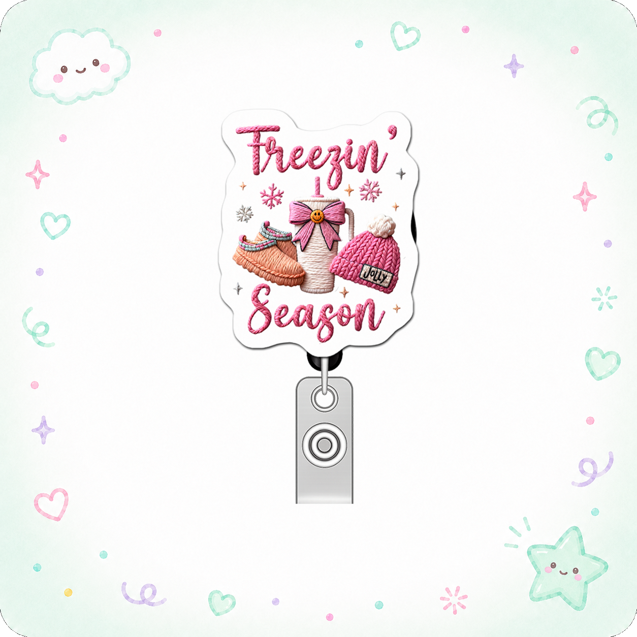 Frosty Fun Guru Pop Topper Swapfinity Retractable ID Badge Reel - - Topperswap