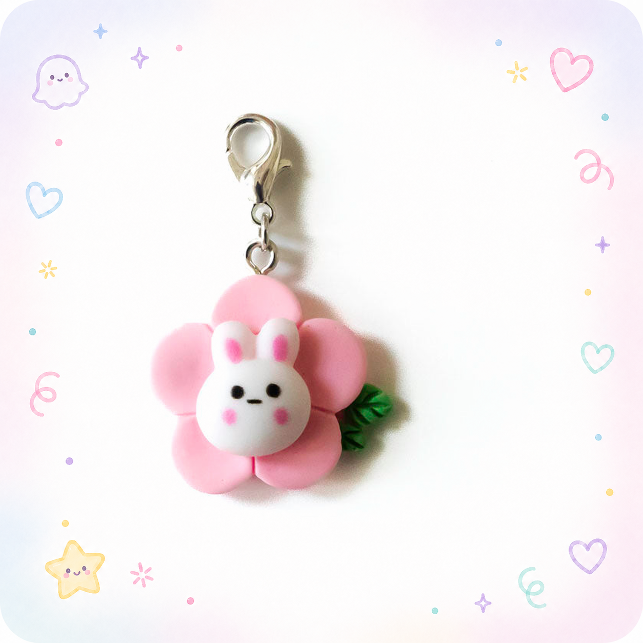 Cute Kawaii Bunny Face Badge Reel Add-on - - Topperswap
