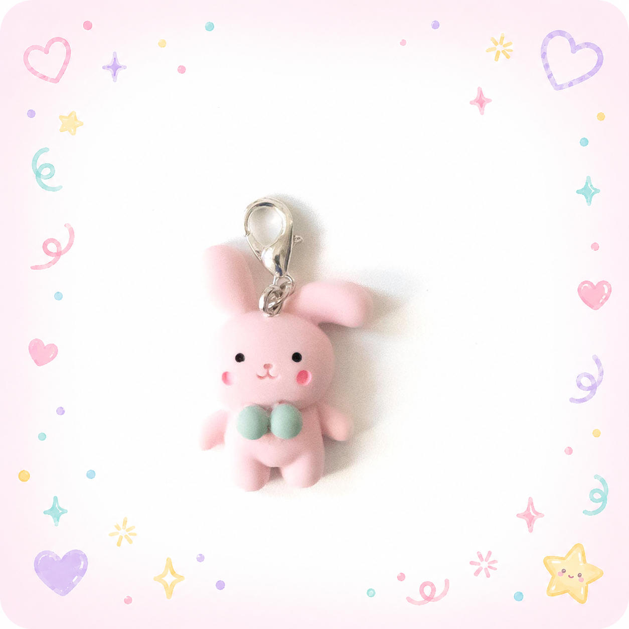 Pink Bunny Rabbit Charm Badge Reel Add-on - - Topperswap