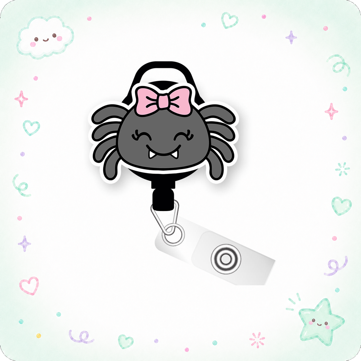 Spider Bow Pop Topper Swapfinity Retractable ID Badge Reel - - Topperswap