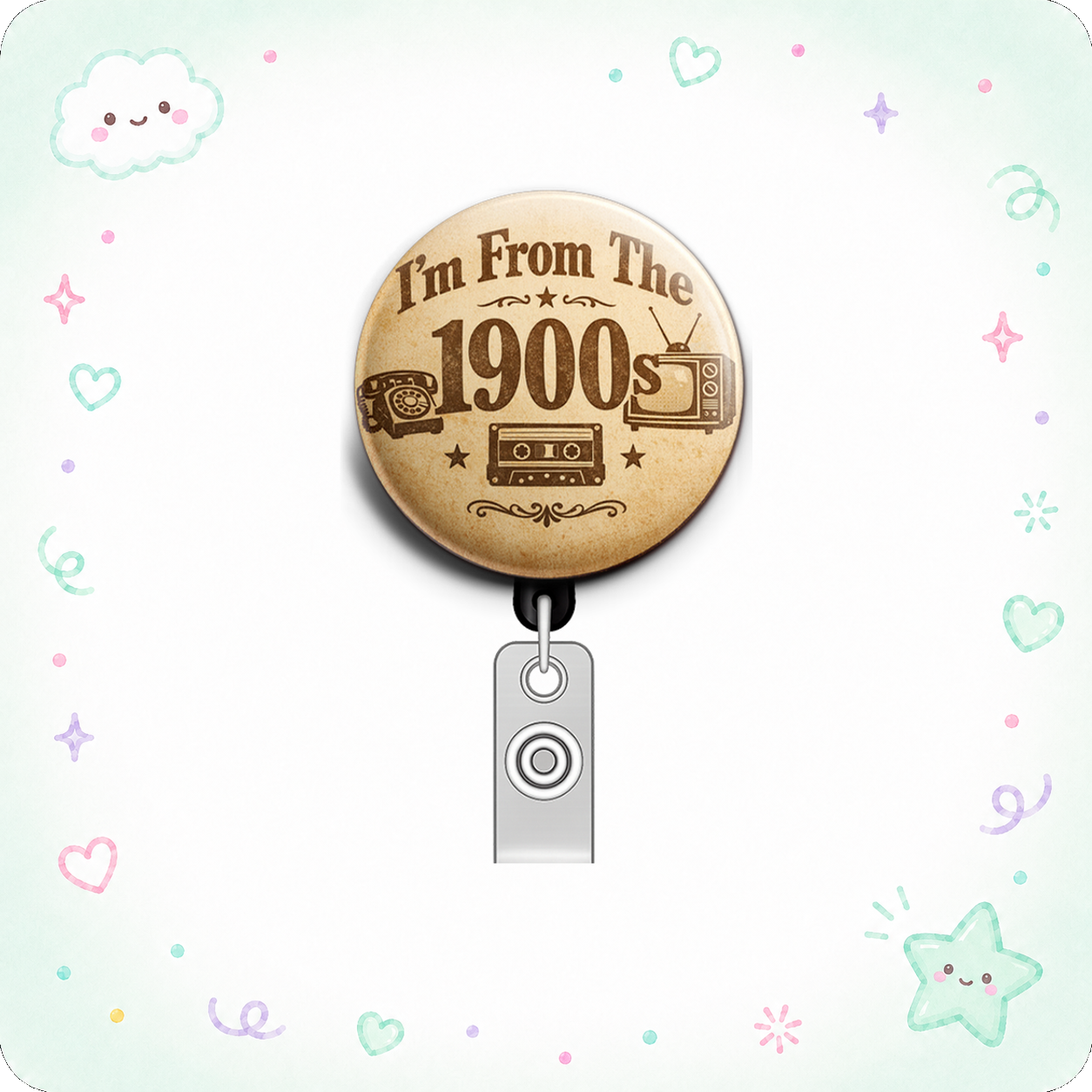 I'm From The 1900s Swapfinity Retractable ID Badge Reel - - Topperswap